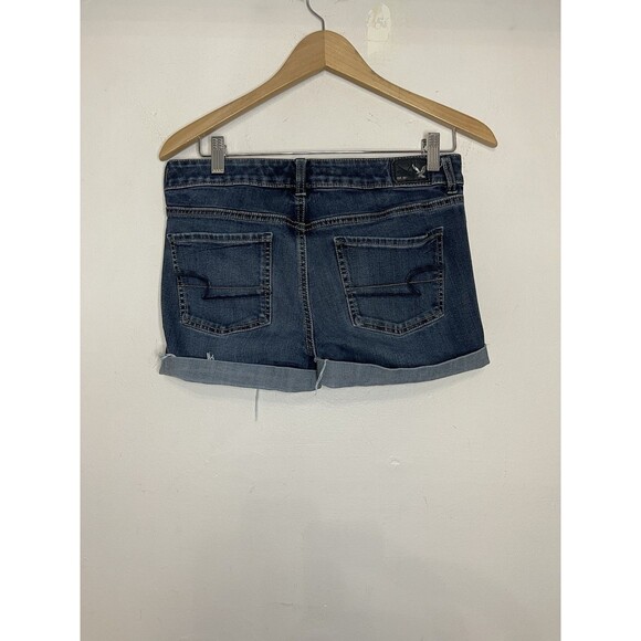 American Eagle Women's 8 Midi Denim Shorts Cuffed Dark Wash - Picture 6 of 6